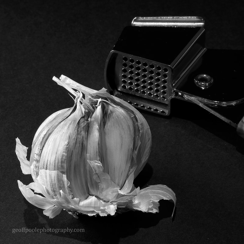 A simple still life shot showing the texture of the garlic bulb.