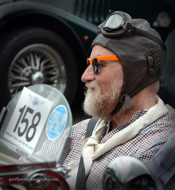 A characterful gentleman waiting his turn for the hill climb.